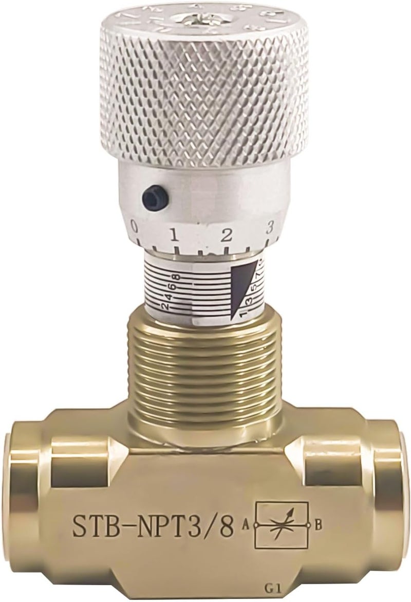 LOSTAR Straight Flow Control Needle Valve for Hydraulic System, Heavy-Duty Carbon Steel Pressure Fittings with 3/8" NPT Connection and Rotatable Knob - Image 1